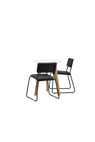Venture Home Leonora Matbord φ65 - Oaklook / Vit MDF +Kenth Stol - Svart / Svart PU _2