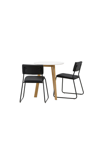 Venture Home Leonora Matbord φ65 - Oaklook / Vit MDF +Kenth Stol - Svart / Svart PU _2