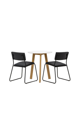 Venture Home Leonora Matbord φ65 - Oaklook / Vit MDF +Kenth Stol - Svart / Svart PU _2