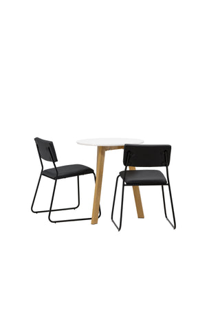 Venture Home Leonora Matbord φ65 - Oaklook / Vit MDF +Kenth Stol - Svart / Svart PU _2