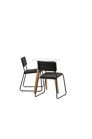Venture Home Leonora Matbord φ65 - Oaklook / Vit MDF +Kenth Stol - Svart / Svart PU _2