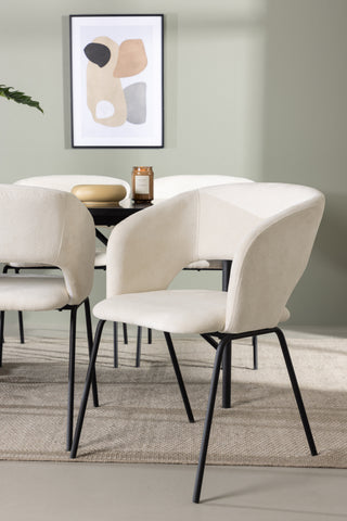 Venture Home Astrid Matbord 200*75 - Mattsvart / Mattsvart MDF med faner +Day Dining Chair - Mattsvart / Vit Linne _6