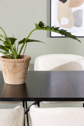 Venture Home Astrid Matbord 200*75 - Mattsvart / Mattsvart MDF med faner +Day Dining Chair - Mattsvart / Vit Linne _6