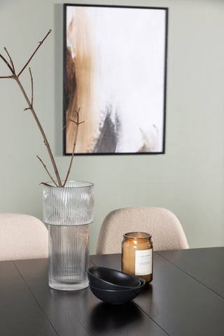 Venture Home Astrid Matbord 200*75 - Mattsvart / Mattsvart MDF med faner +Polar Matstol - Svart / Beige Boucle _6