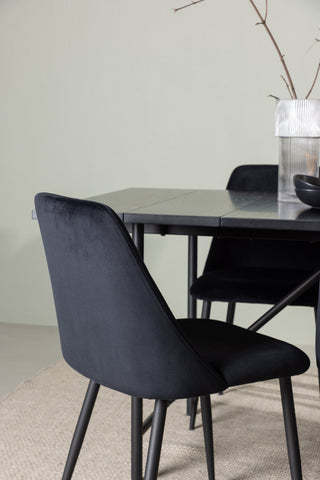 Venture Home Astrid Matbord 200*75 - Mattsvart / Mattsvart MDF med faner +Nattmatstol - Svart / Svart sammet _6