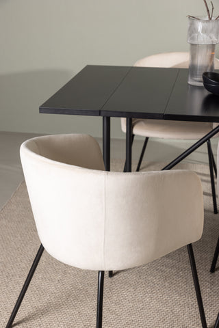 Venture Home Astrid Matbord 200*75 - Mattsvart / Mattsvart MDF med faner +Berit Stol - Svart / Beige Sammet _6