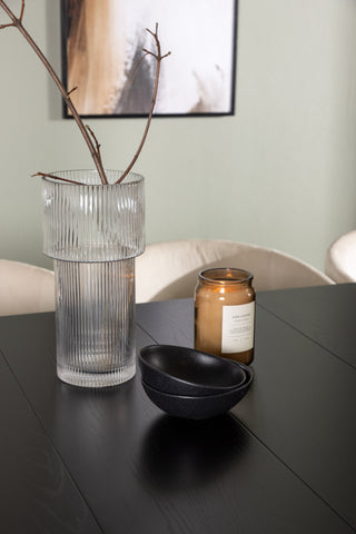 Venture Home Astrid Matbord 200*75 - Mattsvart / Mattsvart MDF med faner +Berit Stol - Svart / Beige Sammet _6