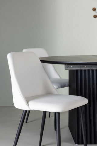 Venture Home Matilda Matbord φ130 - Svart / Svart MDF med faner +Nattmatstol - Svart / Vit PU _4