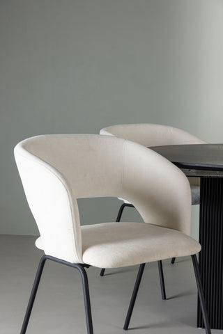 Venture Home Matilda Matbord φ130 - Svart / Svart MDF med faner +Day Dining Chair - Mattsvart / Vit Linne _4