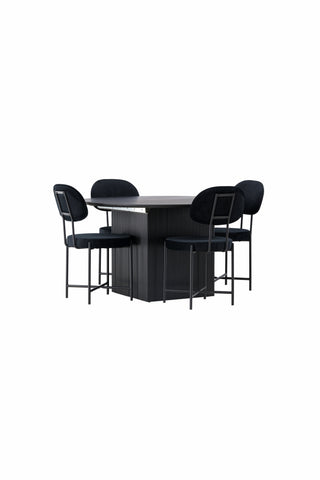 Venture Home Matilda Matbord φ130 - Svart / Svart MDF med faner +Stella Matstol - Svart / Svart sammet _4