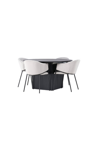 Venture Home Matilda Matbord φ130 - Svart / Svart MDF med faner +Evelina Matstol - Svart / Ljusgrå Sammet _4
