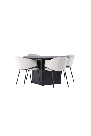 Venture Home Matilda Matbord φ130 - Svart / Svart MDF med faner +Evelina Matstol - Svart / Ljusgrå Sammet _4