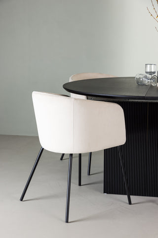 Venture Home Matilda Matbord φ130 - Svart / Svart MDF med faner +Berit Stol - Svart / Beige sammet _4