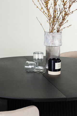Venture Home Matilda Matbord φ130 - Svart / Svart MDF med faner +Berit Stol - Svart / Beige sammet _4