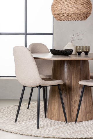 Venture Home Lanzo Matbord φ120 - Naturlig / Naturlig MDF +Polar Matstol - Svart / Beige Boucle _4