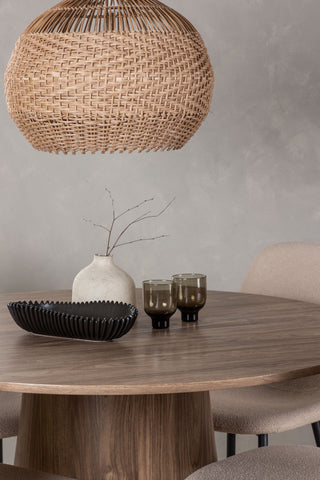 Venture Home Lanzo Matbord φ120 - Naturlig / Naturlig MDF +Polar Matstol - Svart / Beige Boucle _4