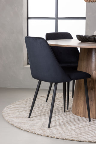 Venture Home Lanzo Matbord φ120 - Naturlig / Naturlig MDF +Nattmatstol - Svart / Svart sammet _4
