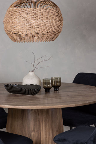 Venture Home Lanzo Matbord φ120 - Naturlig / Naturlig MDF +Nattmatstol - Svart / Svart sammet _4