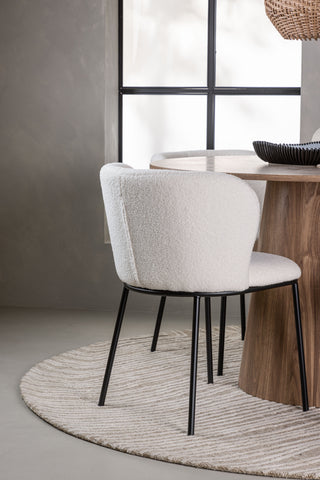 Venture Home Lanzo Matbord φ120 - Naturlig / Naturlig MDF +Edina Matstol - Svart / Vit Boucle _4