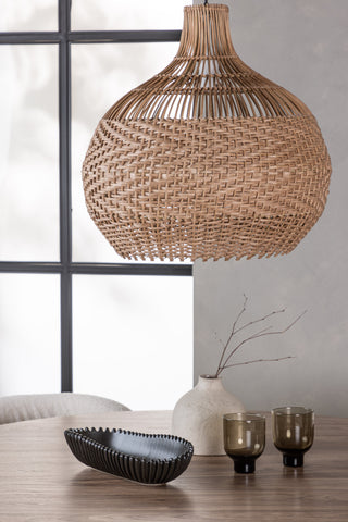 Venture Home Lanzo Matbord φ120 - Naturlig / Naturlig MDF +Edina Matstol - Svart / Vit Boucle _4