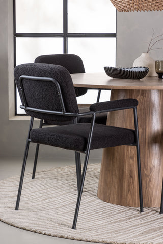 Venture Home Lanzo Matbord φ120 - Naturlig / Naturlig MDF +Yesterday Matstol - Svart / Svart Boucle _4