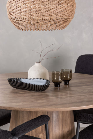 Venture Home Lanzo Matbord φ120 - Naturlig / Naturlig MDF +Yesterday Matstol - Svart / Svart Boucle _4