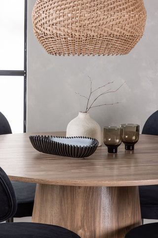 Venture Home Lanzo Matbord φ120 - Naturlig / Naturlig MDF +Stella Matstol - Svart / Svart sammet _4
