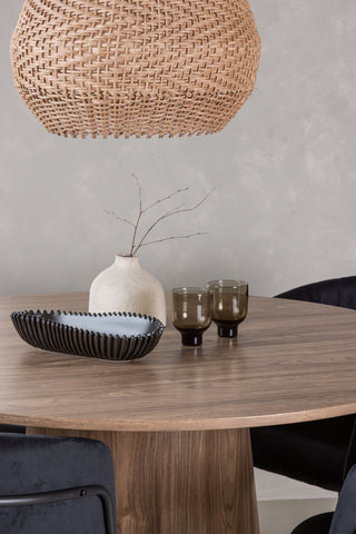 Venture Home Lanzo Matbord φ120 - Naturlig / Naturlig MDF +Selma Matstol - Svart / Svart sammet _4