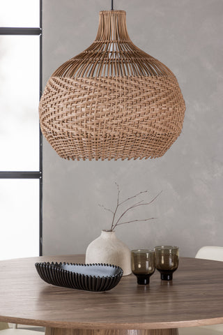 Venture Home Lanzo Matbord φ120 - Naturlig / Naturlig MDF +Tvist Matstol - Beige / Beige PU _4
