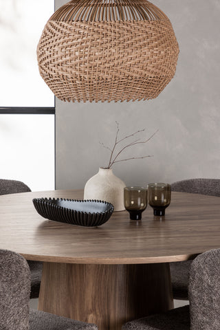 Venture Home Lanzo Matbord φ120 - Naturlig / Naturlig MDF + Modesto Matstol - Grå / Rökt Svart Boucle _4