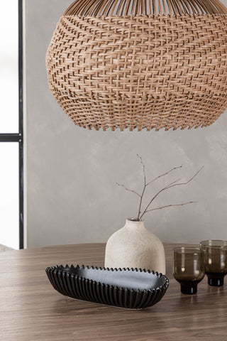 Venture Home Lanzo Matbord φ120 - Naturlig / Naturlig MDF +Chico Matstol - Svart / Vit Boucle _4