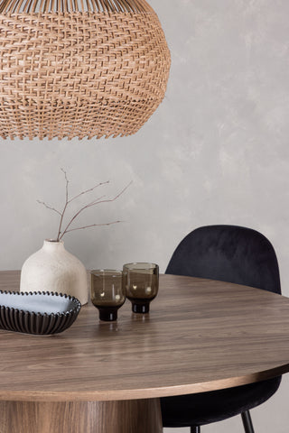 Venture Home Lanzo Matbord φ120 - Naturlig / Naturlig MDF +Polar Matstol - Svarta ben / Svart sammet _4
