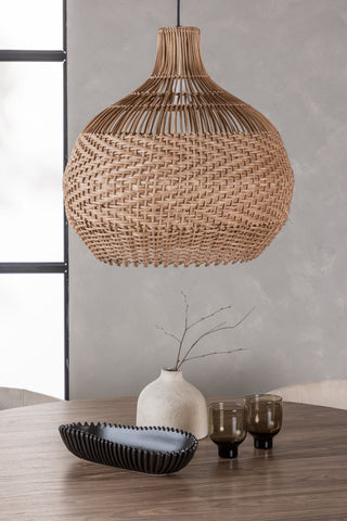 Venture Home Lanzo Matbord φ120 - Naturlig / Naturlig MDF +Berit Stol - Svart / Beige sammet _4