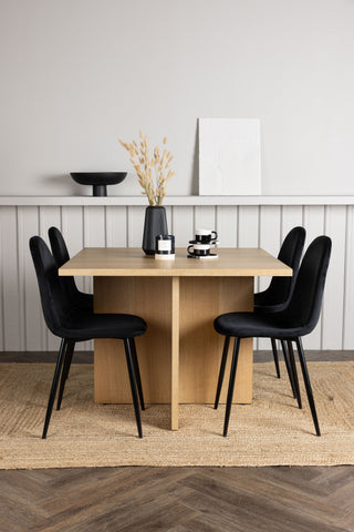 Venture Home Leo Matbord 100*75 - Oaklook / Oaklook MDF +Polar Matstol - Svarta ben / Black Velvet _4