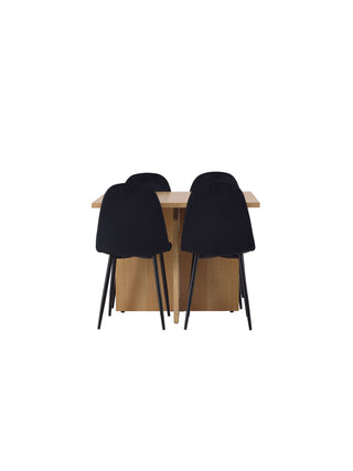 Venture Home Leo Matbord 100*75 - Oaklook / Oaklook MDF +Polar Matstol - Svarta ben / Black Velvet _4