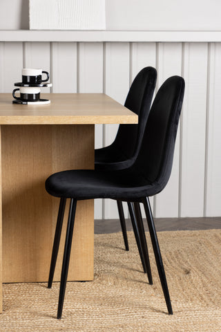 Venture Home Leo Matbord 100*75 - Oaklook / Oaklook MDF +Polar Matstol - Svarta ben / Black Velvet _4