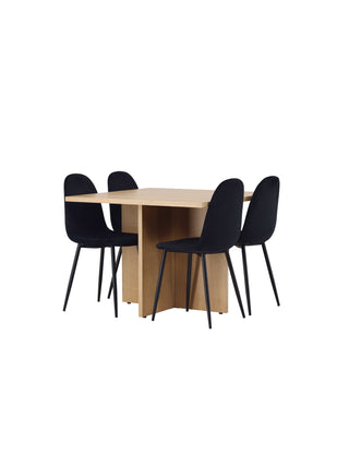 Venture Home Leo Matbord 100*75 - Oaklook / Oaklook MDF +Polar Matstol - Svarta ben / Black Velvet _4