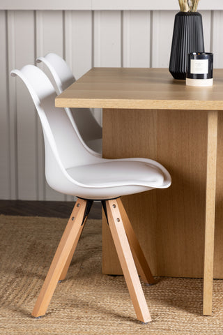 Venture Home Leo Matbord 100*75 - Oaklook / Oaklook MDF +Zeno Matstol - Natur trälook / Vit PP _4