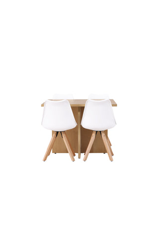 Venture Home Leo Matbord 100*75 - Oaklook / Oaklook MDF +Zeno Matstol - Natur trälook / Vit PP _4