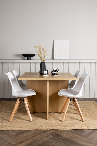 Venture Home Leo Matbord 100*75 - Oaklook / Oaklook MDF +Zeno Matstol - Natur trälook / Vit PP _4