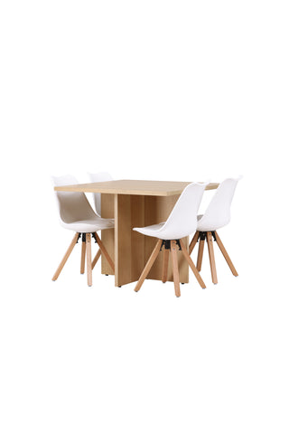 Venture Home Leo Matbord 100*75 - Oaklook / Oaklook MDF +Zeno Matstol - Natur trälook / Vit PP _4