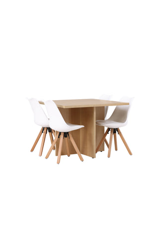 Venture Home Leo Matbord 100*75 - Oaklook / Oaklook MDF +Zeno Matstol - Natur trälook / Vit PP _4