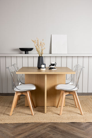 Venture Home Leo Matbord 100*75 - Oaklook / Oaklook MDF +Edvin Matstol - Nature / PET (sittdyna vit) PET yta, sits med vanlig svamp _4