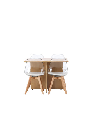 Venture Home Leo Matbord 100*75 - Oaklook / Oaklook MDF +Edvin Matstol - Nature / PET (sittdyna vit) PET yta, sits med vanlig svamp _4