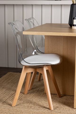 Venture Home Leo Matbord 100*75 - Oaklook / Oaklook MDF +Edvin Matstol - Nature / PET (sittdyna vit) PET yta, sits med vanlig svamp _4