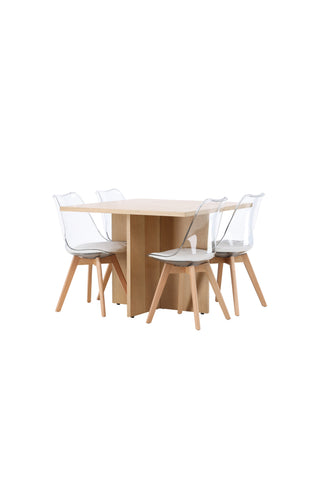 Venture Home Leo Matbord 100*75 - Oaklook / Oaklook MDF +Edvin Matstol - Nature / PET (sittdyna vit) PET yta, sits med vanlig svamp _4