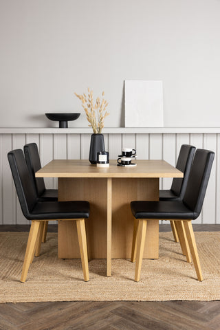 Venture Home Leo Matbord 100*75 - Oaklook / Oaklook MDF +Today Matstol - Natur / Svart PU _4