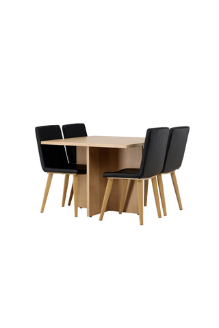 Venture Home Leo Matbord 100*75 - Oaklook / Oaklook MDF +Today Matstol - Natur / Svart PU _4