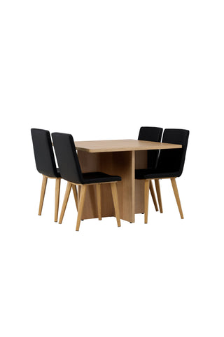 Venture Home Leo Matbord 100*75 - Oaklook / Oaklook MDF +Today Matstol - Natur / Svart PU _4