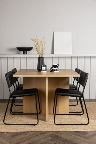 Venture Home Leo Matbord 100*75 - Oaklook / Oaklook MDF +Kenth Stol - Svart / Svart PU _4